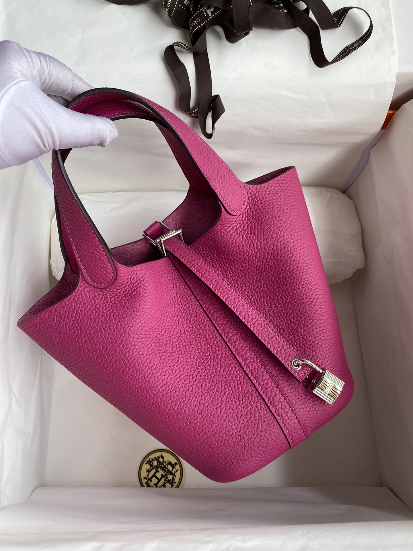 Hermes Picotin Lock 18 Bag In Rose Red Clemence Leather